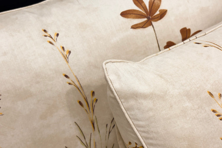 cotton white bedsheet with floral and leaf print and and matching pillow