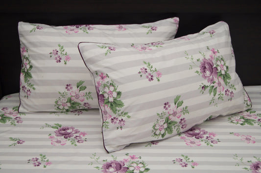 Stripes and Flowers Print Custom Bed Sheet Set in Pink