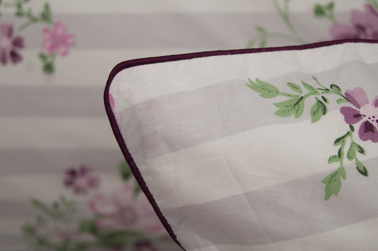 Stripes and Flowers Print Custom Bed Sheet Set in Pink