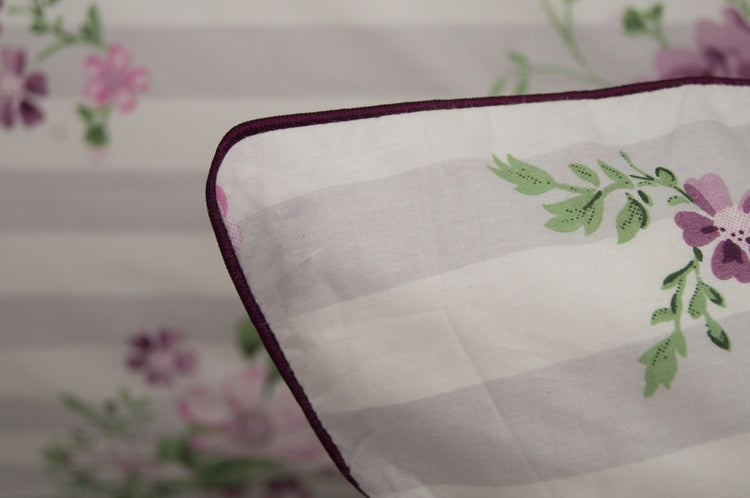 Stripes and Flowers Print Custom Bed Sheet Set in Pink