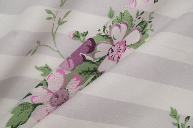 Stripes and Flowers Print Custom Bed Sheet Set in Pink