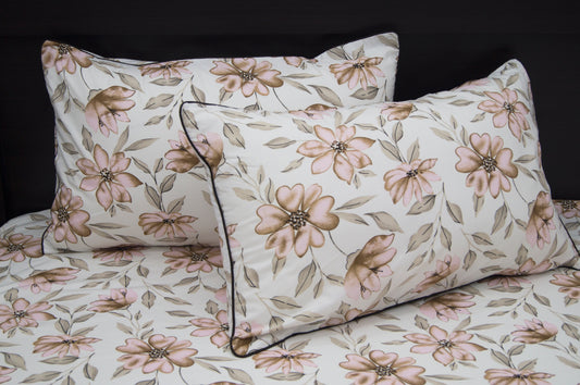 Floral Blossoms Print Custom Bed Sheet Set in Pink