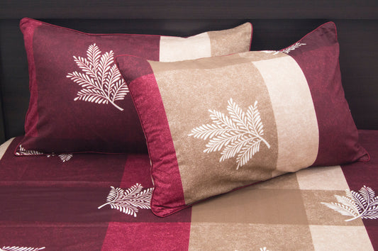 Fern Box Geometric Print Glace Cotton Custom Bed Sheet Set in Maroon