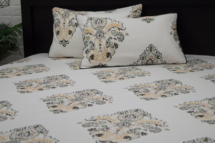 Turkish Print Custom Bed Sheet Set in Shades of Brown and Black