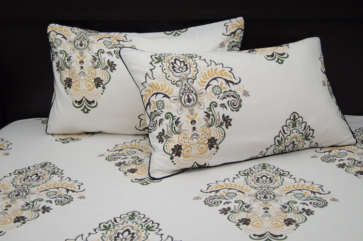 Turkish Print Custom Bed Sheet Set in Shades of Brown and Black