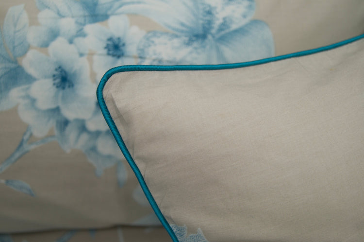 New Blooming Floral Print Custom Bed Sheet Set in Shades of Beige and Teal
