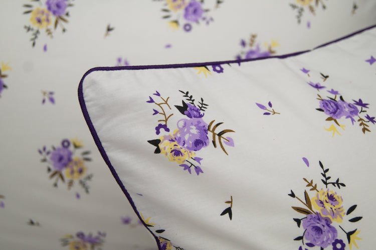 Blushing Roses Print Custom Bed Sheet Set in Purple