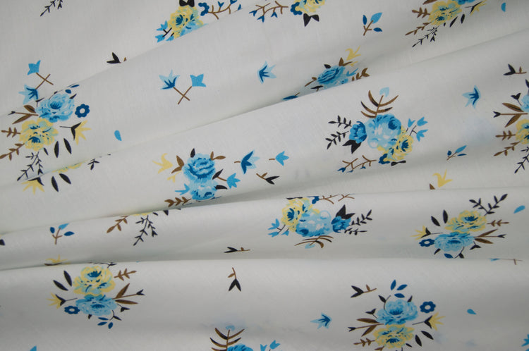 Blushing Roses Print Custom Bed Sheet Set in Blue
