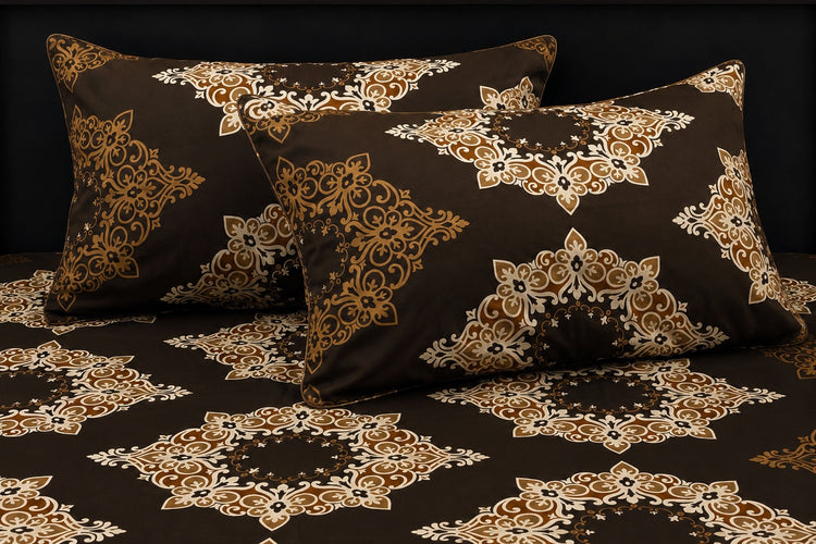 Darbaar Motifs Custom Bed Sheet Set in Brown
