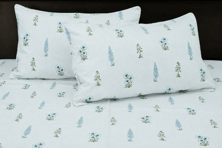 Cypress Grove Bed Sheet Set in Shades of Aqua Blue