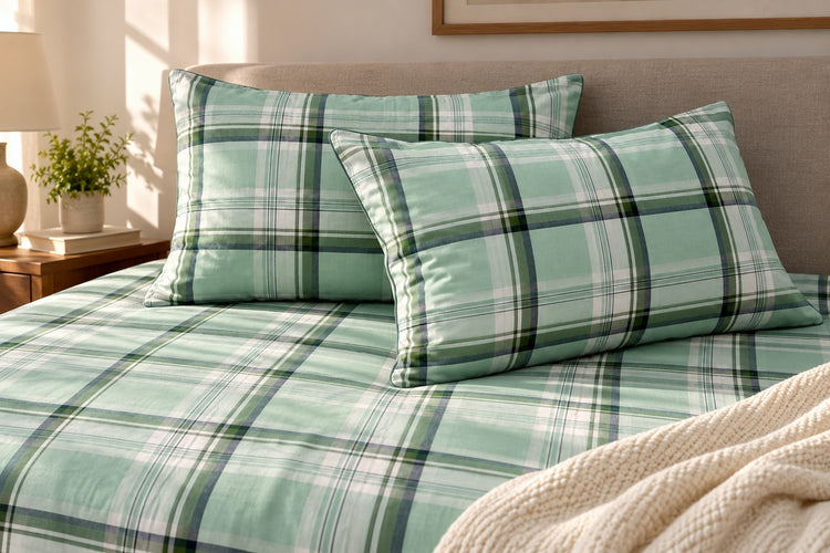 Mason Plaid Bed Sheet Set in Green