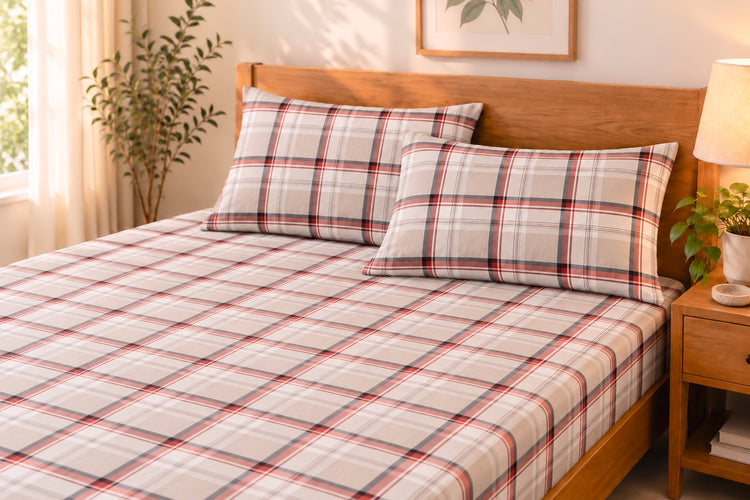 Mason Plaid Bed Sheet Set in Red