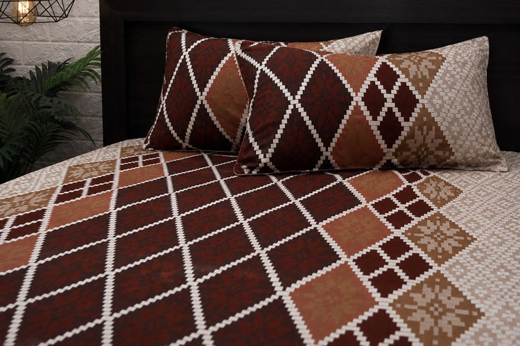 Mosaic Wall Custom Bed Sheet Set in Brown