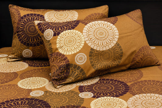 Mandala Medley Custom Bed Sheet Set in Mustard