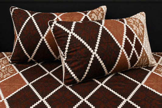 Mosaic Wall Custom Bed Sheet Set in Brown