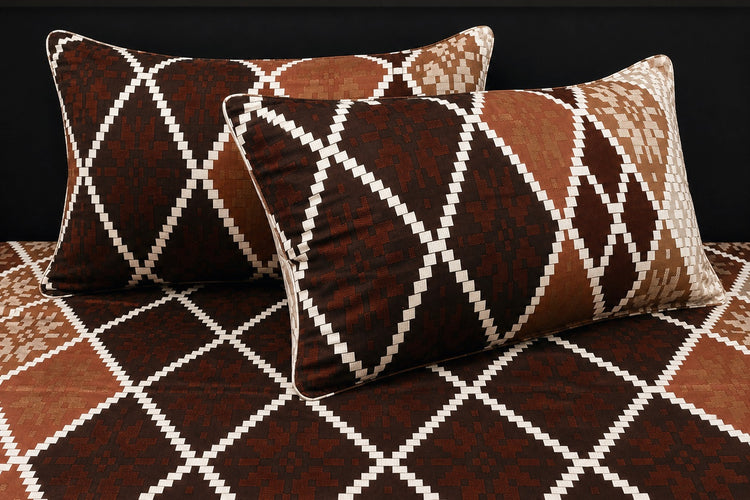 Mosaic Wall Custom Bed Sheet Set in Brown