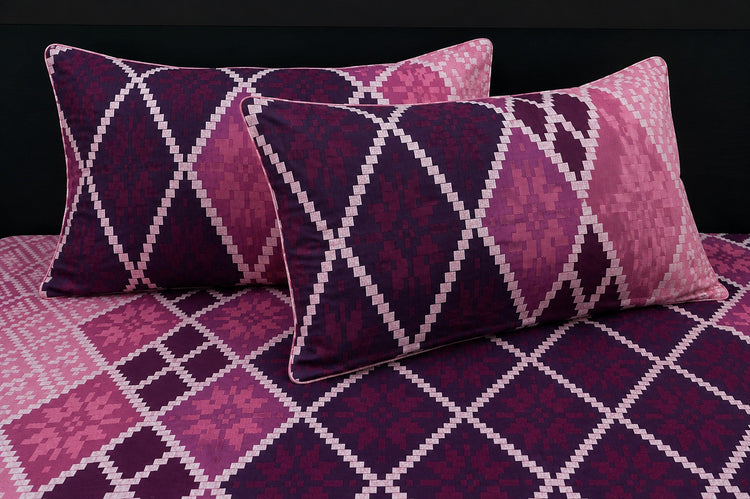 Mosaic Wall Custom Bed Sheet Set in Pink