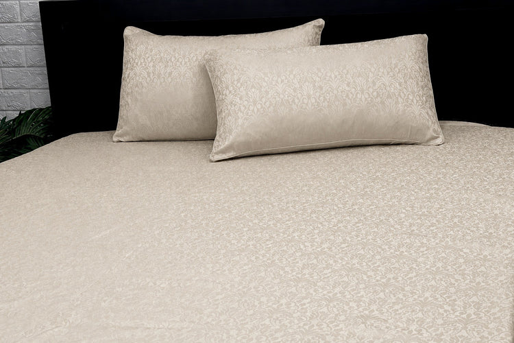 300TC Sateen Self Weave Royale Damask Custom Bed Sheet Set - Ivory
