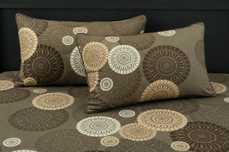 Mandala Medley Custom Bed Sheet Set in Khaki