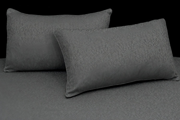 300TC Sateen Self Weave Royale Damask Custom Bed Sheet Set - Dark Grey