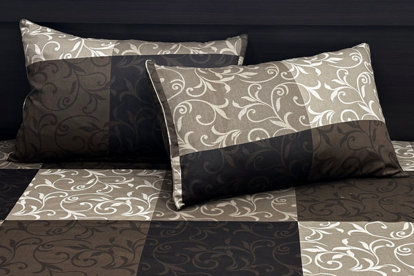 Botanical Blocks Custom Bed Sheet Set in Shades of Brown
