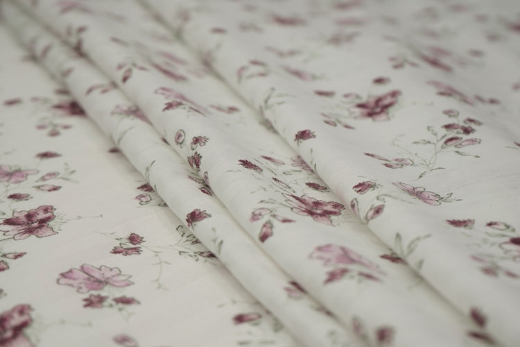 Jasmine Print Custom Bed Sheet Set in Shades of Pink and White