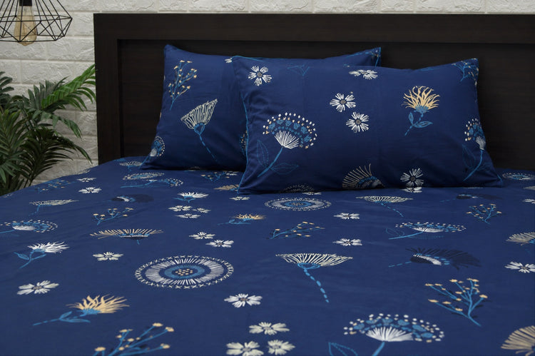 Ink Bloom Custom Bed Sheet Set in Blue