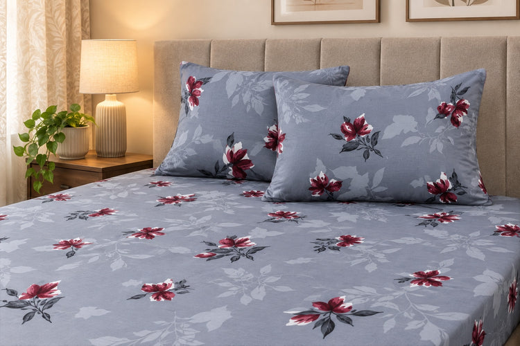 Amelia Bloom Custom Bed Sheet Set in Light Blueu