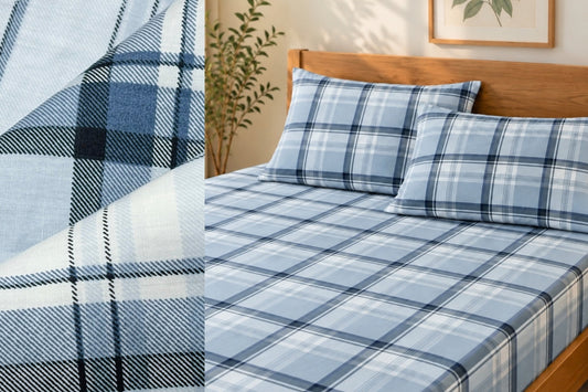 Mason Plaid Bed Sheet Set in Blue