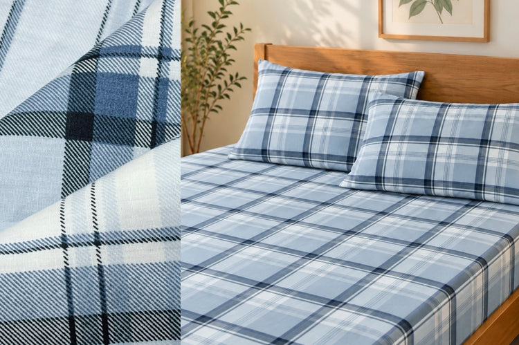 Mason Plaid Bed Sheet Set in Blue