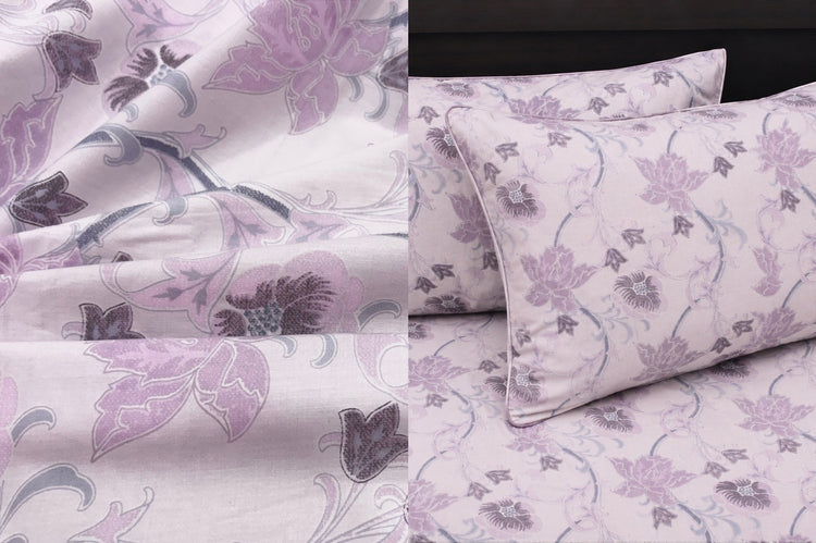 Jamal Floral Bed Sheet Set in Purple Lavender