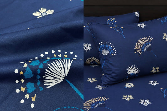 Ink Bloom Custom Bed Sheet Set in Blue