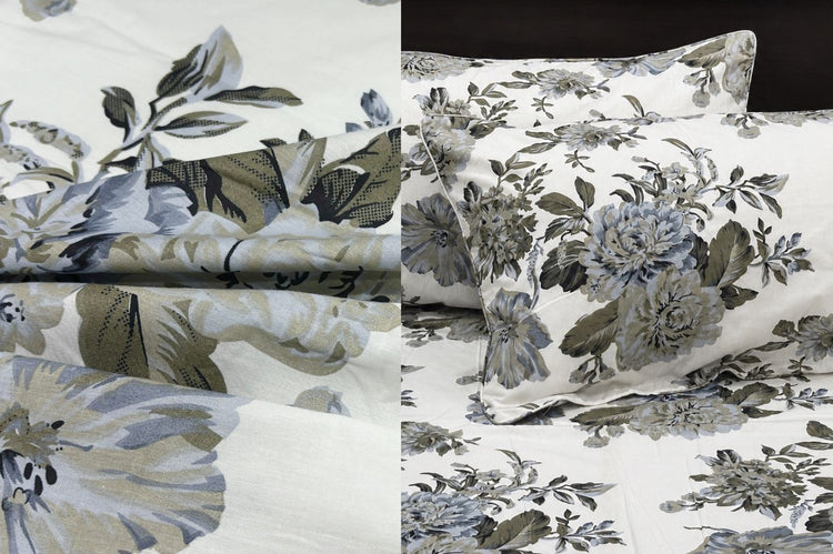 Ash Dreams Bed Sheet Set in Shades of White and Blue