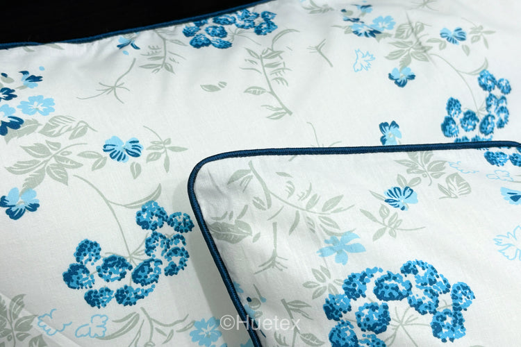 Whispering Floral Garden Custom Bed Sheet Set in Blue