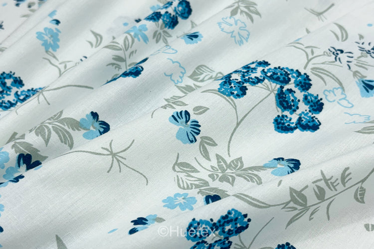 Whispering Floral Garden Custom Bed Sheet Set in Blue