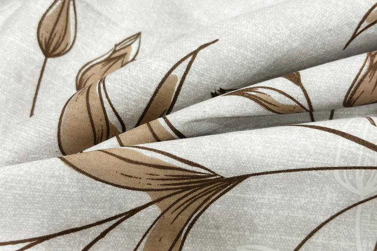 Grandiflora Bed Sheet Set in Shades of Grey and Brown