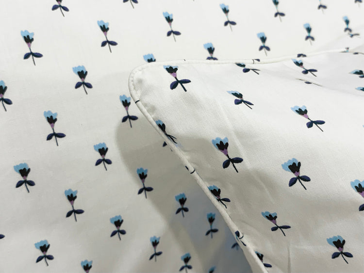 Little Buds Bed Sheet Set in White and Blue