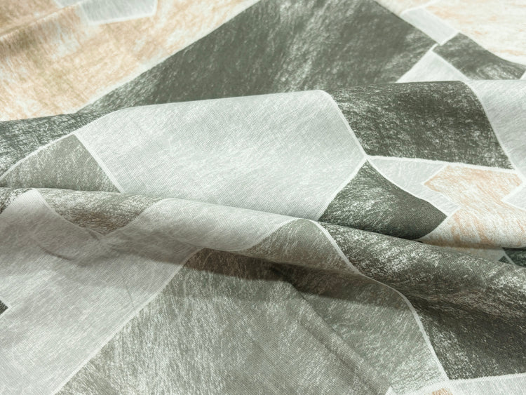 Sketch Mosaic Bed Sheet Set in Shades of Grey and Green