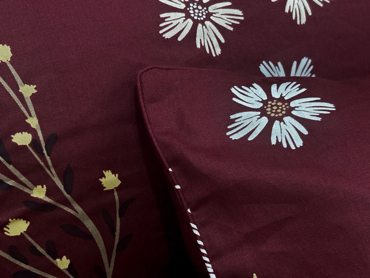 Ink Bloom Custom Bed Sheet Set in Maroon