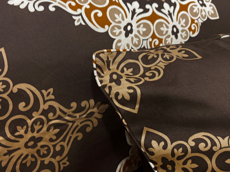Darbaar Motifs Custom Bed Sheet Set in Brown