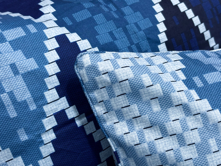 Mosaic Wall Custom Bed Sheet Set in Blue