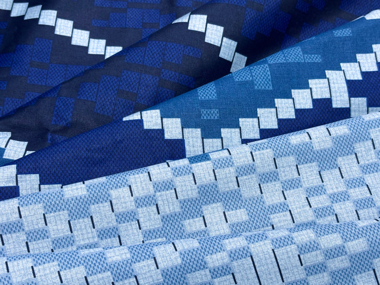Mosaic Wall Custom Bed Sheet Set in Blue