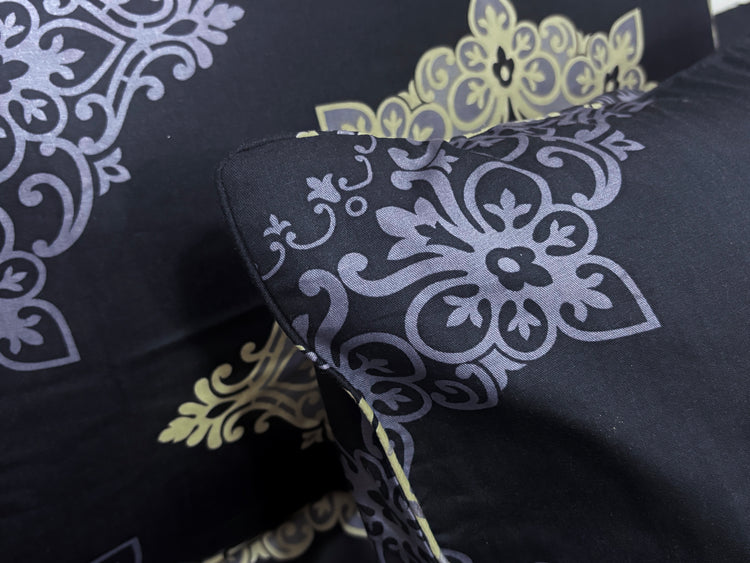 Darbaar Motifs Custom Bed Sheet Set in Navy Blue