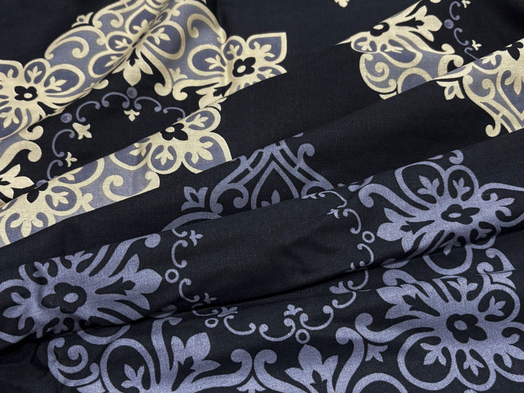 Darbaar Motifs Custom Bed Sheet Set in Navy Blue