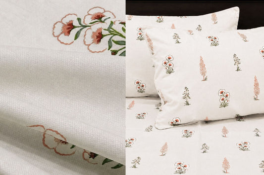 Cypress Grove Bed Sheet Set in Shades of Coral