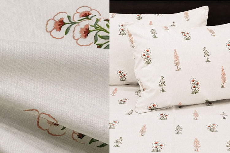 Cypress Grove Bed Sheet Set in Shades of Coral