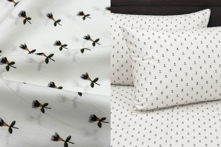 Little Buds Bed Sheet Set in White and Grey