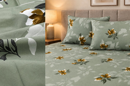 Amelia Bloom Custom Bed Sheet Set in Light Green