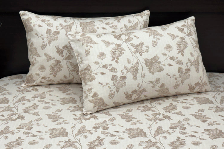 400TC Poetic Entwine Print Custom Bed Sheet Set in Shades of Beige