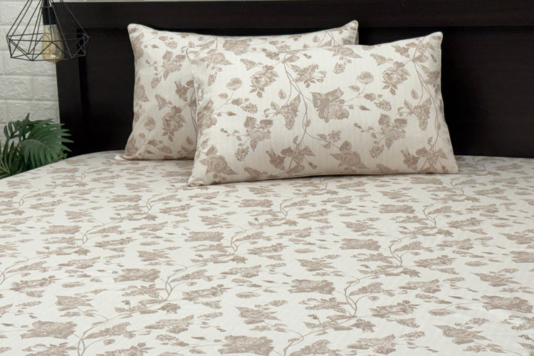 400TC Poetic Entwine Print Custom Bed Sheet Set in Shades of Beige